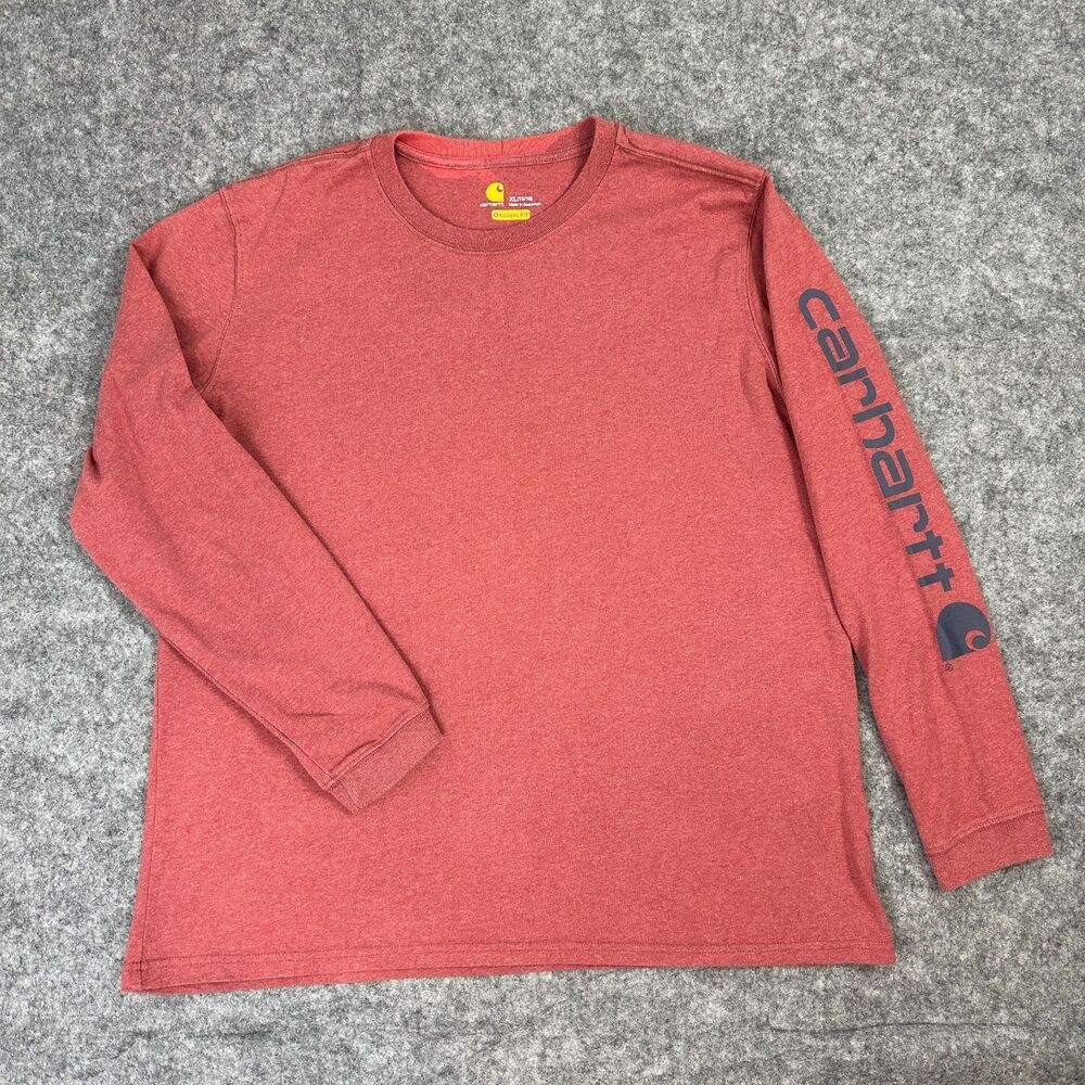 Carhartt Youth XL (16/18) Long Sleeve Shirt Heather Red Sleeve Logo Graphic